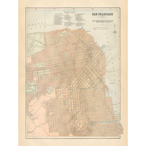 San Francisco Map Gold Ornate Wood Framed Art Print with Double Matting by Wild Apple Portfolio