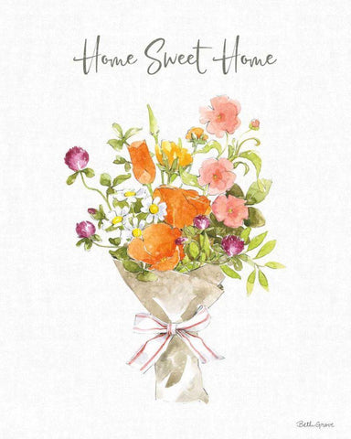 Farmhouse Floral IV White Modern Wood Framed Art Print with Double Matting by Grove, Beth