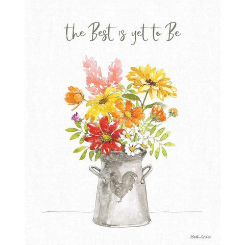 Farmhouse Floral VI White Modern Wood Framed Art Print by Grove, Beth