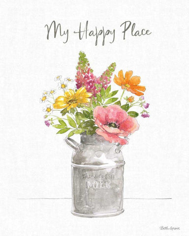 Farmhouse Floral VIII White Modern Wood Framed Art Print with Double Matting by Grove, Beth