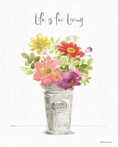 Farmhouse Floral IX White Modern Wood Framed Art Print with Double Matting by Grove, Beth