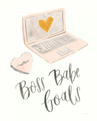Boss Babe I White Modern Wood Framed Art Print with Double Matting by Jackson, Jenaya