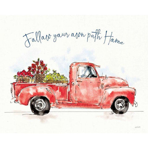 Americana Mood VIII Red Truck Blue Black Modern Wood Framed Art Print with Double Matting by Tavoletti, Anne