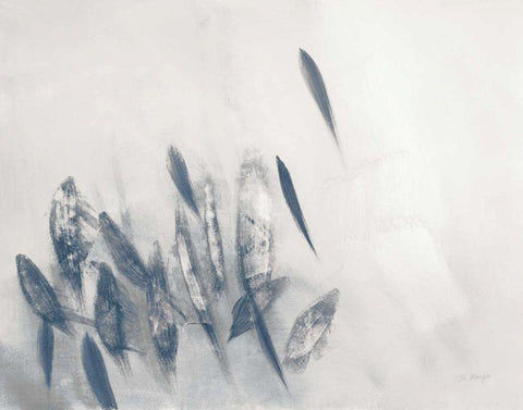 Gently Waving Neutral Crop White Modern Wood Framed Art Print with Double Matting by Maye, Jo