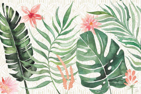 Paradise Petals I White Modern Wood Framed Art Print with Double Matting by June, Dina