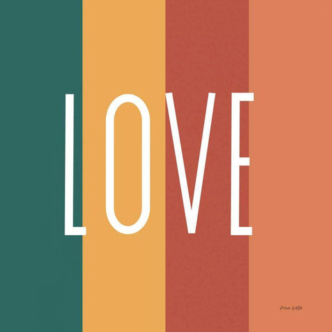 Love Rainbow Retro White Modern Wood Framed Art Print with Double Matting by Kelle, Ann