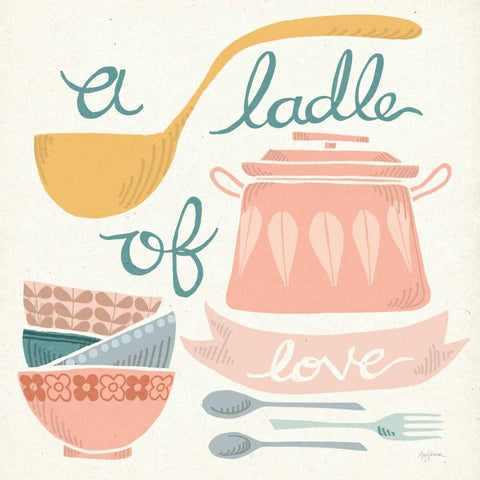 A Ladle of Love Pastel Black Ornate Wood Framed Art Print with Double Matting by Urban, Mary