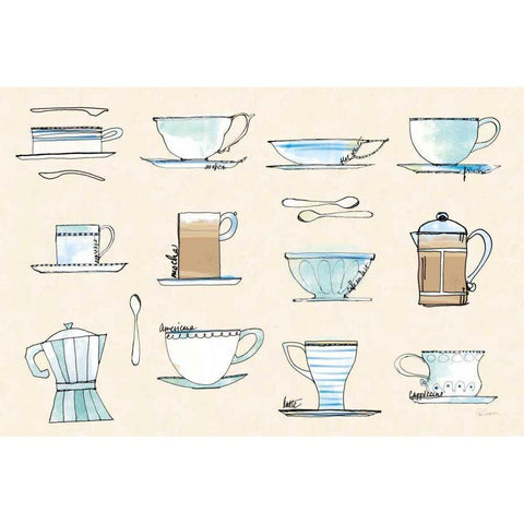 Good Brew Coffee Cups Black Modern Wood Framed Art Print by Schlabach, Sue