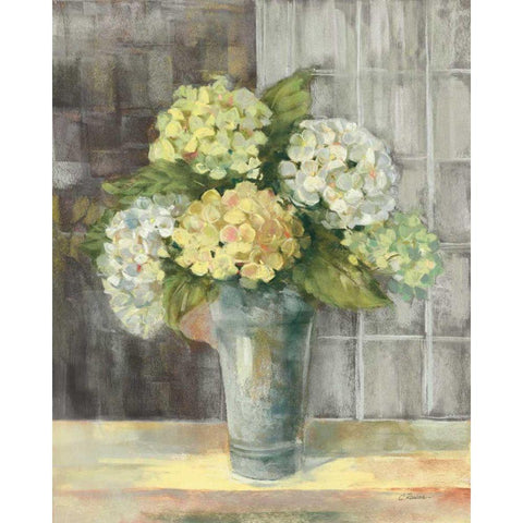 Yellow Hydrangea Gray White Modern Wood Framed Art Print by Rowan, Carol