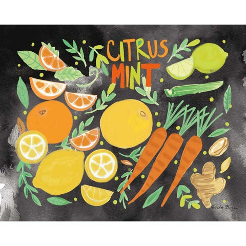 Fruitie Smoothie IV on Black Black Modern Wood Framed Art Print with Double Matting by Zaman, Farida