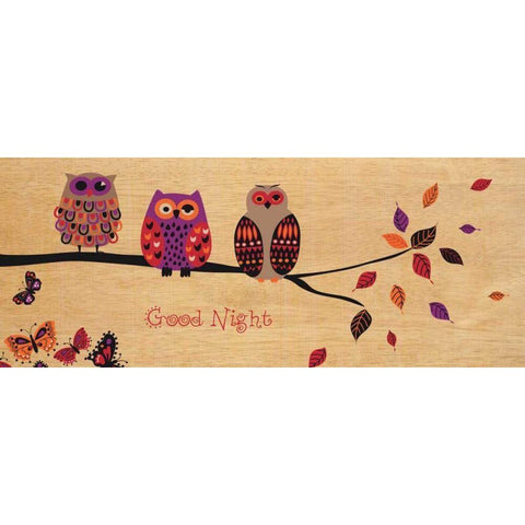 Good Night Owl Gold Ornate Wood Framed Art Print with Double Matting by Wild Apple Portfolio