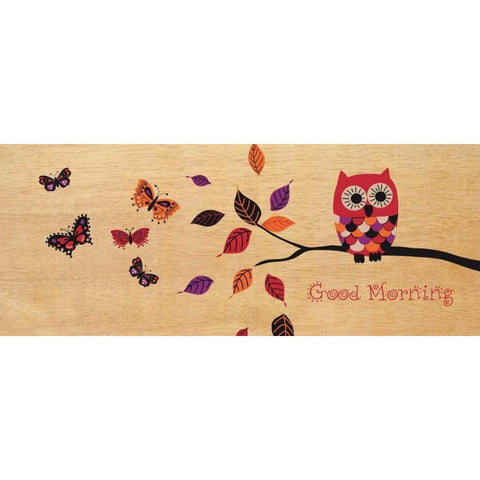Good Morning Owl Gold Ornate Wood Framed Art Print with Double Matting by Wild Apple Portfolio