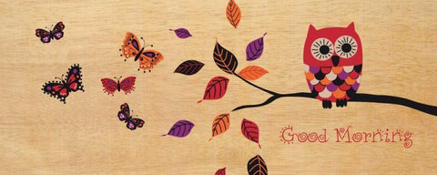 Good Morning Owl Black Ornate Wood Framed Art Print with Double Matting by Wild Apple Portfolio