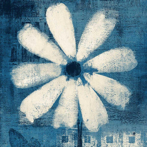 Daisy for Belinda Blue Black Modern Wood Framed Art Print with Double Matting by Studio Mousseau