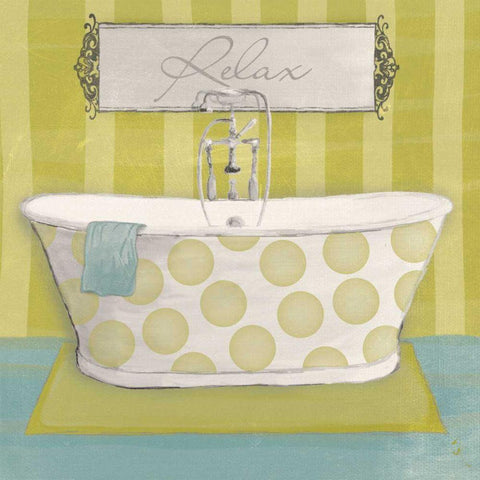 Polka Tub I Black Modern Wood Framed Art Print with Double Matting by Adams, Sarah