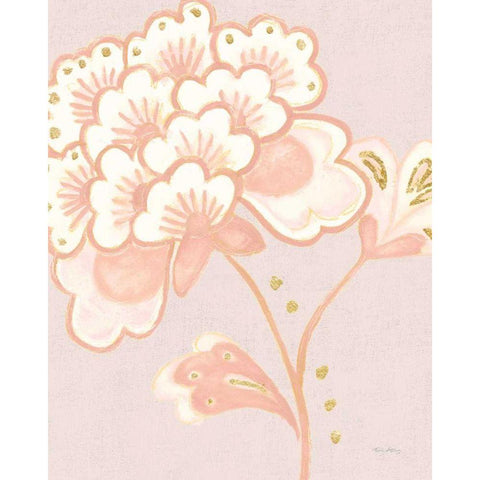 Flora Chinoiserie IV Textured Terra Black Modern Wood Framed Art Print with Double Matting by Adams, Emily