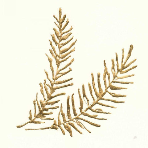 Gilded Fern IV Black Ornate Wood Framed Art Print with Double Matting by Paschke, Chris