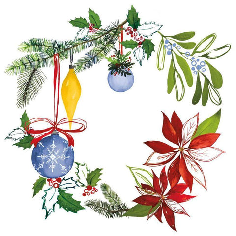 Christmas Wreath VI Black Ornate Wood Framed Art Print with Double Matting by Sussman, Harriet