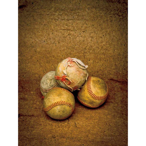 Game Ball Portraits Black Modern Wood Framed Art Print by Goldstein, Ed