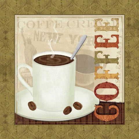 Coffee Cup III White Modern Wood Framed Art Print with Double Matting by Charron, Veronique