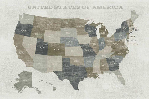 Slate US Map Black Ornate Wood Framed Art Print with Double Matting by Schlabach, Sue