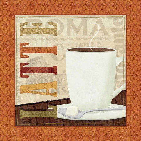 Coffee Cup IV White Modern Wood Framed Art Print with Double Matting by Charron, Veronique