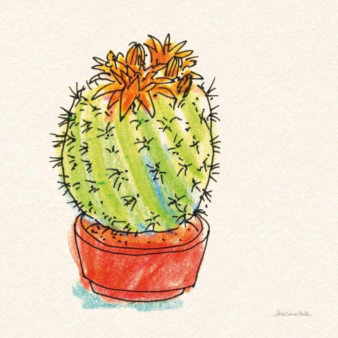 Cacti Garden II White Modern Wood Framed Art Print by Miller, Sara Zieve