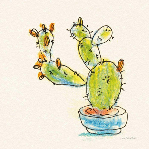 Cacti Garden V Gold Ornate Wood Framed Art Print with Double Matting by Miller, Sara Zieve