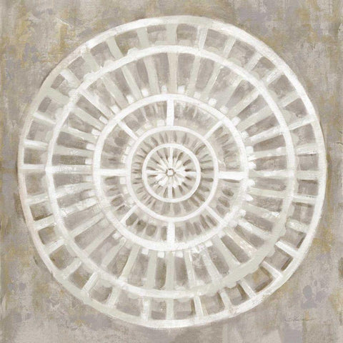 Neutral Textured Medallion Light White Modern Wood Framed Art Print with Double Matting by Vassileva, Silvia