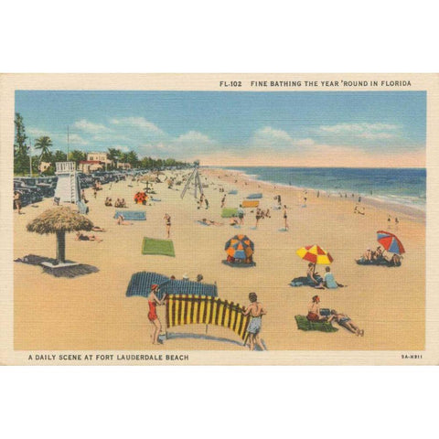 Beach Postcard I White Modern Wood Framed Art Print by Wild Apple Portfolio