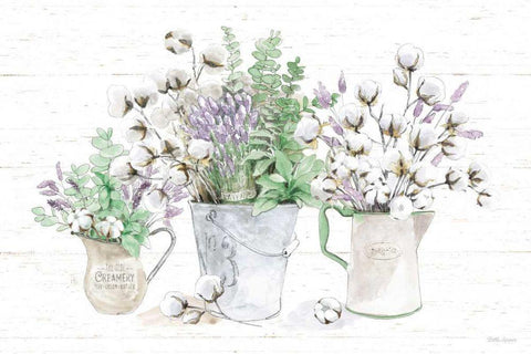 Farmhouse Cotton I Sage Black Ornate Wood Framed Art Print with Double Matting by Grove, Beth