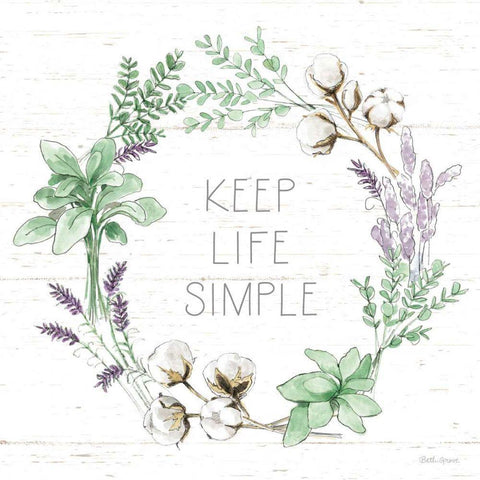 Farmhouse Cotton IX Sage White Modern Wood Framed Art Print with Double Matting by Grove, Beth