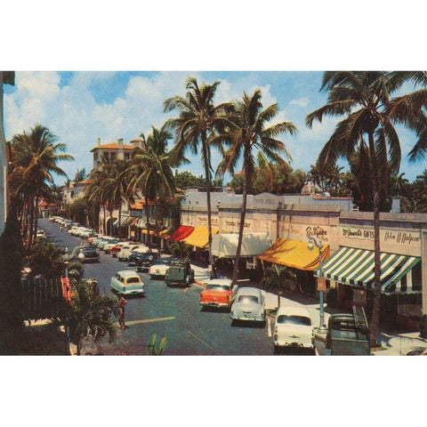 Florida Postcard IV Black Modern Wood Framed Art Print with Double Matting by Wild Apple Portfolio