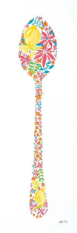 Floral Spoon White Modern Wood Framed Art Print with Double Matting by Davis, Joan E.