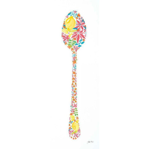 Floral Spoon Black Modern Wood Framed Art Print by Davis, Joan E.