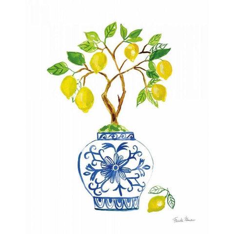 Lemon Chinoiserie II Black Modern Wood Framed Art Print by Zaman, Farida