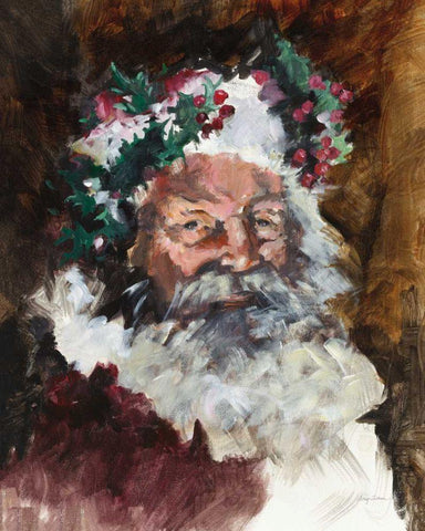 Father Christmas Black Ornate Wood Framed Art Print with Double Matting by Tillmon, Avery