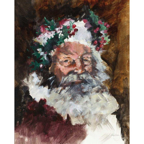 Father Christmas Black Modern Wood Framed Art Print with Double Matting by Tillmon, Avery