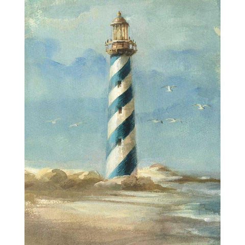 Lighthouse I White Modern Wood Framed Art Print by Nai, Danhui