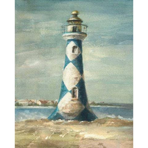 Lighthouse IV Gold Ornate Wood Framed Art Print with Double Matting by Nai, Danhui