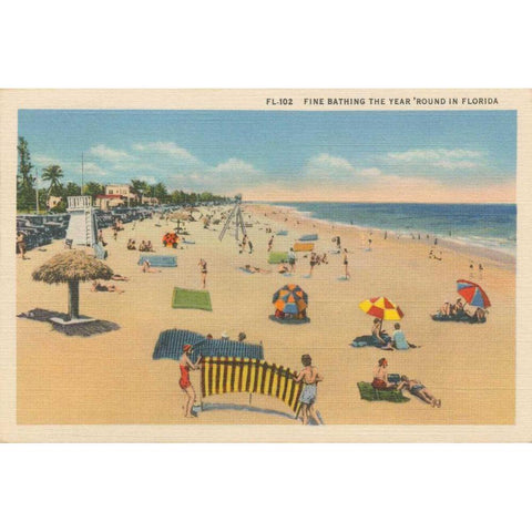 Beach Postcard I Plain Border White Modern Wood Framed Art Print by Wild Apple Portfolio