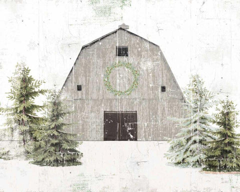 Holiday Barn White Modern Wood Framed Art Print with Double Matting by Pertiet, Katie
