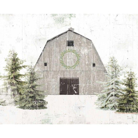 Holiday Barn White Modern Wood Framed Art Print by Pertiet, Katie