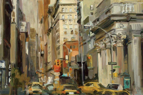 Union Square NY White Modern Wood Framed Art Print with Double Matting by Hageman, Marilyn