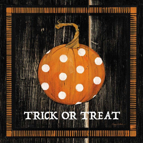 Trick or Treat Pumpkin Black Ornate Wood Framed Art Print with Double Matting by Tillmon, Avery