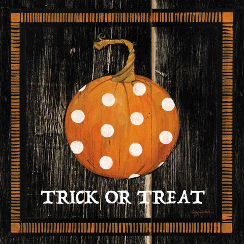 Trick or Treat Pumpkin White Modern Wood Framed Art Print with Double Matting by Tillmon, Avery