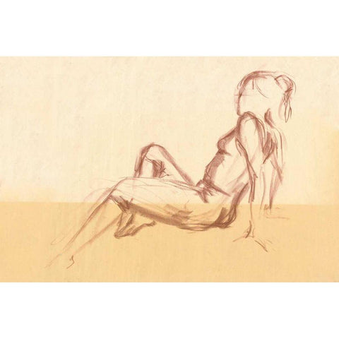 Figure Study VII Gold Ornate Wood Framed Art Print with Double Matting by Wild Apple Portfolio