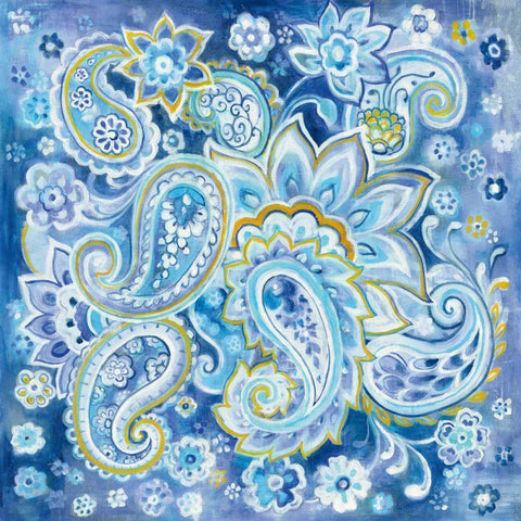 Regal Paisley White Modern Wood Framed Art Print with Double Matting by Nai, Danhui
