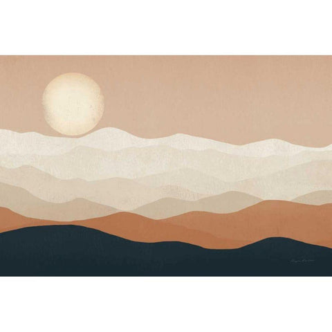 Mojave Mountains and Moon Crop Gold Ornate Wood Framed Art Print with Double Matting by Fowler, Ryan