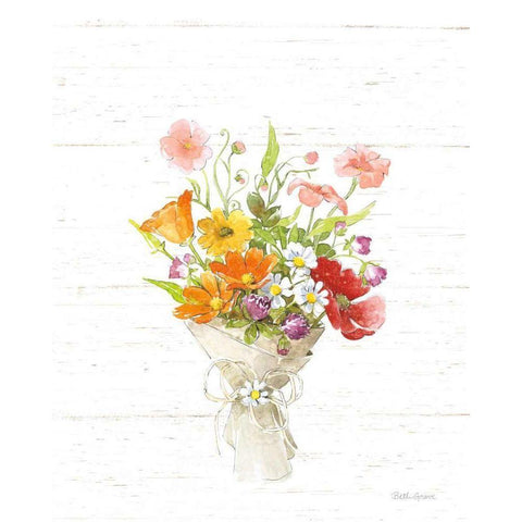 Farmhouse Floral V Shiplap Gold Ornate Wood Framed Art Print with Double Matting by Grove, Beth